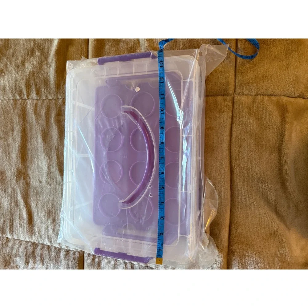 Baked with Love Deluxe Cake and Cupcake Caddy 9x13 Purple Clear Carrier